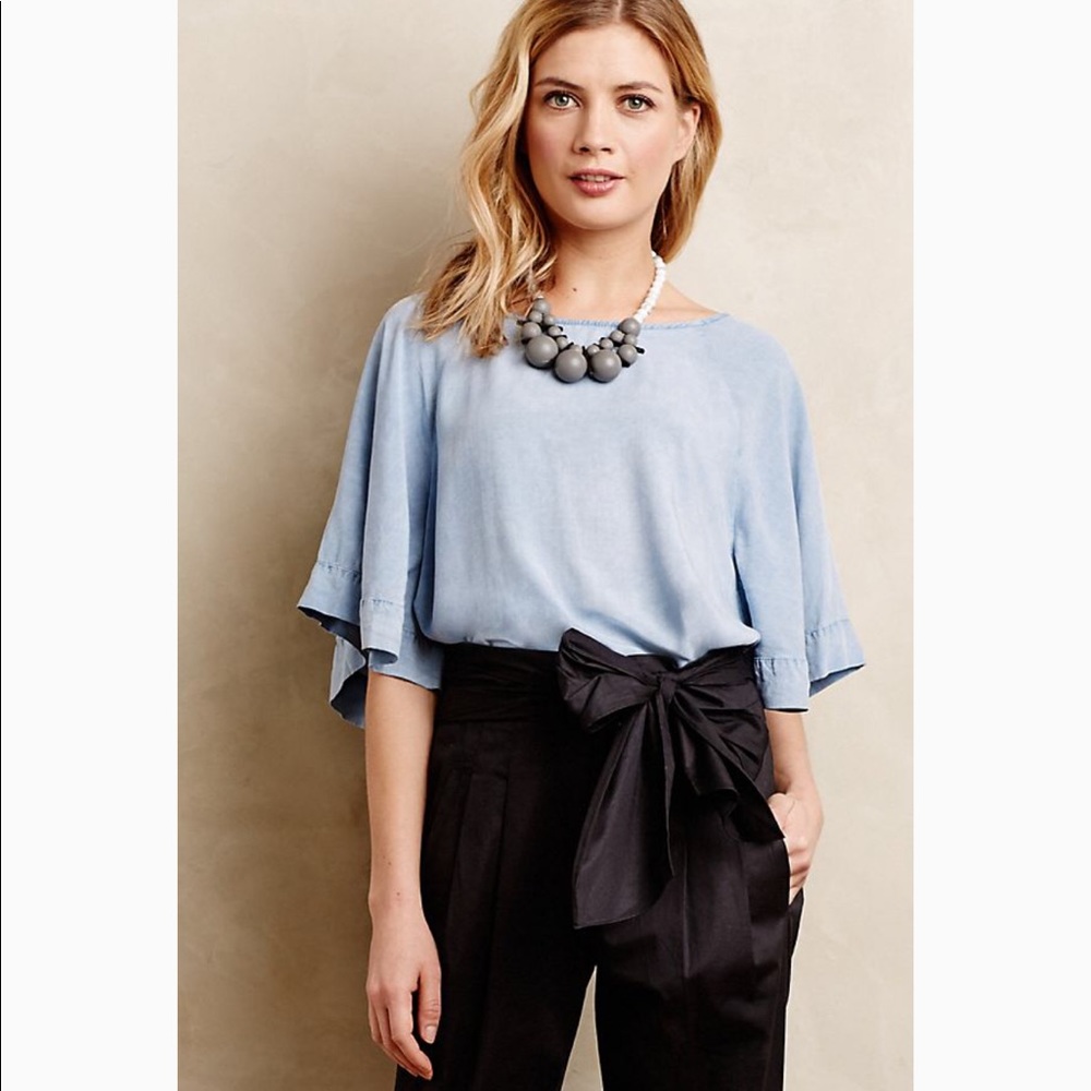 Anthro Chambray Kimono Top